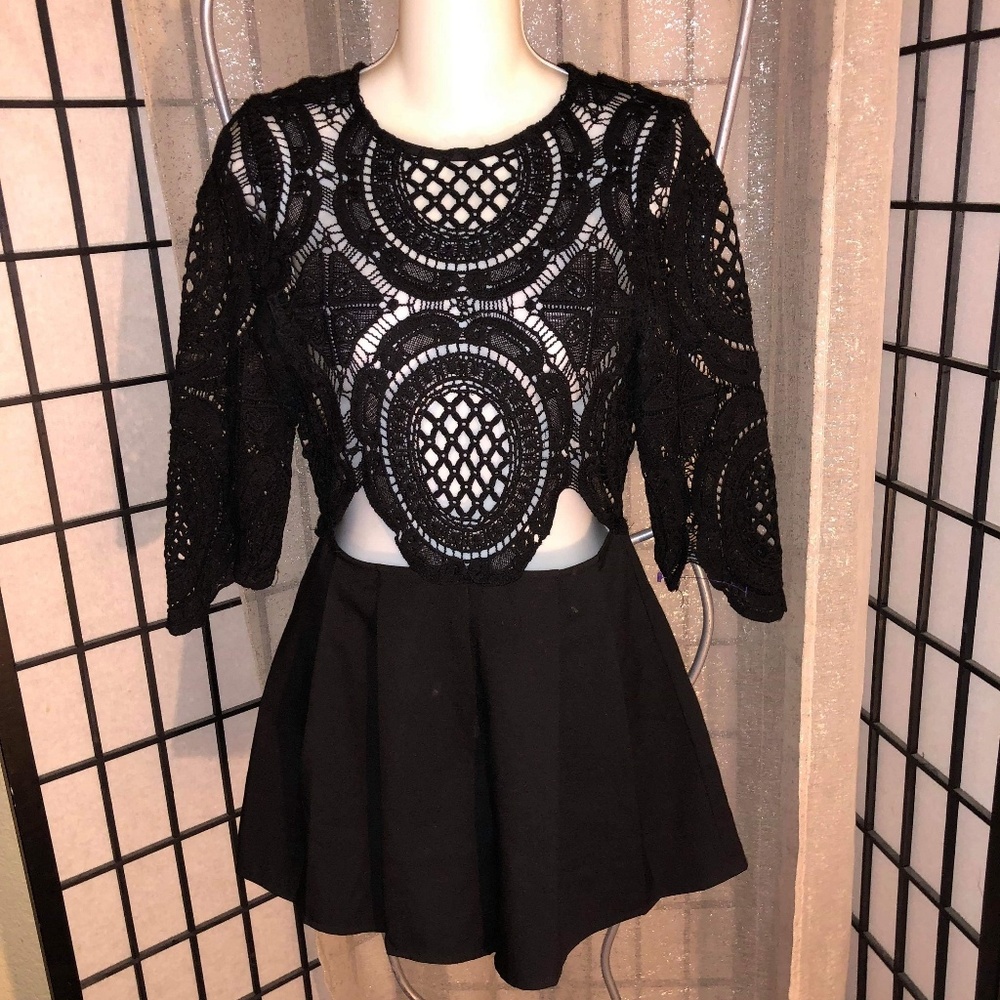 Romper crocheted top with short